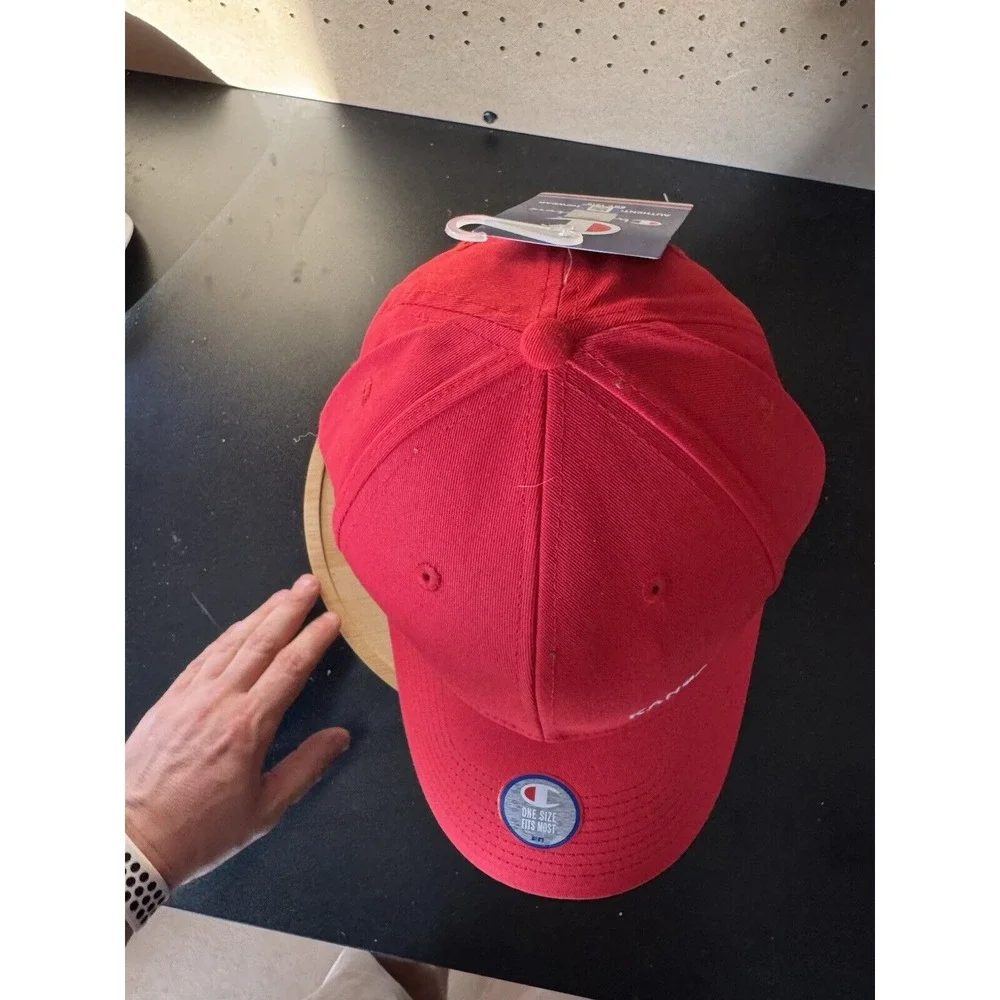 Kansas Jayhawks KU Hat Strap back Mens Champion Red cool Adjustable NCAA Bball‎